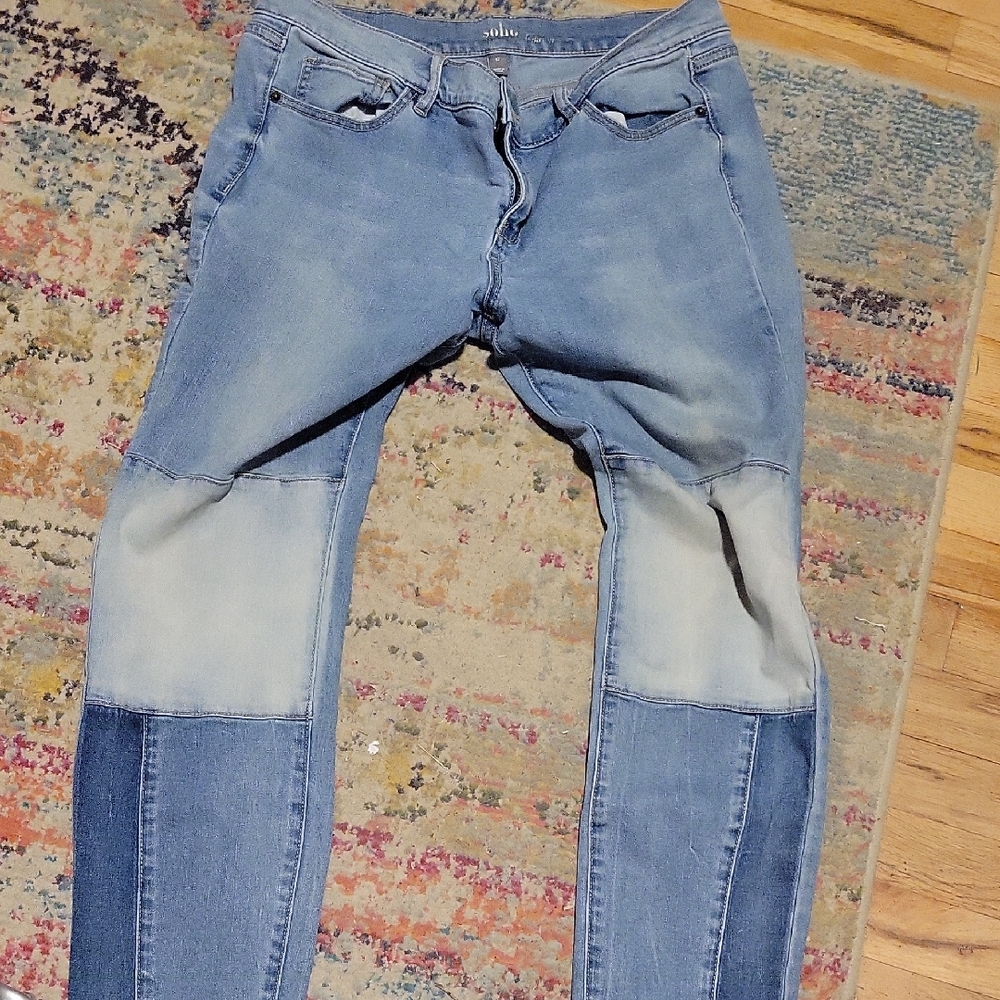 Soho Women's Light & Medium Blue Skinny Patchwork Jeans